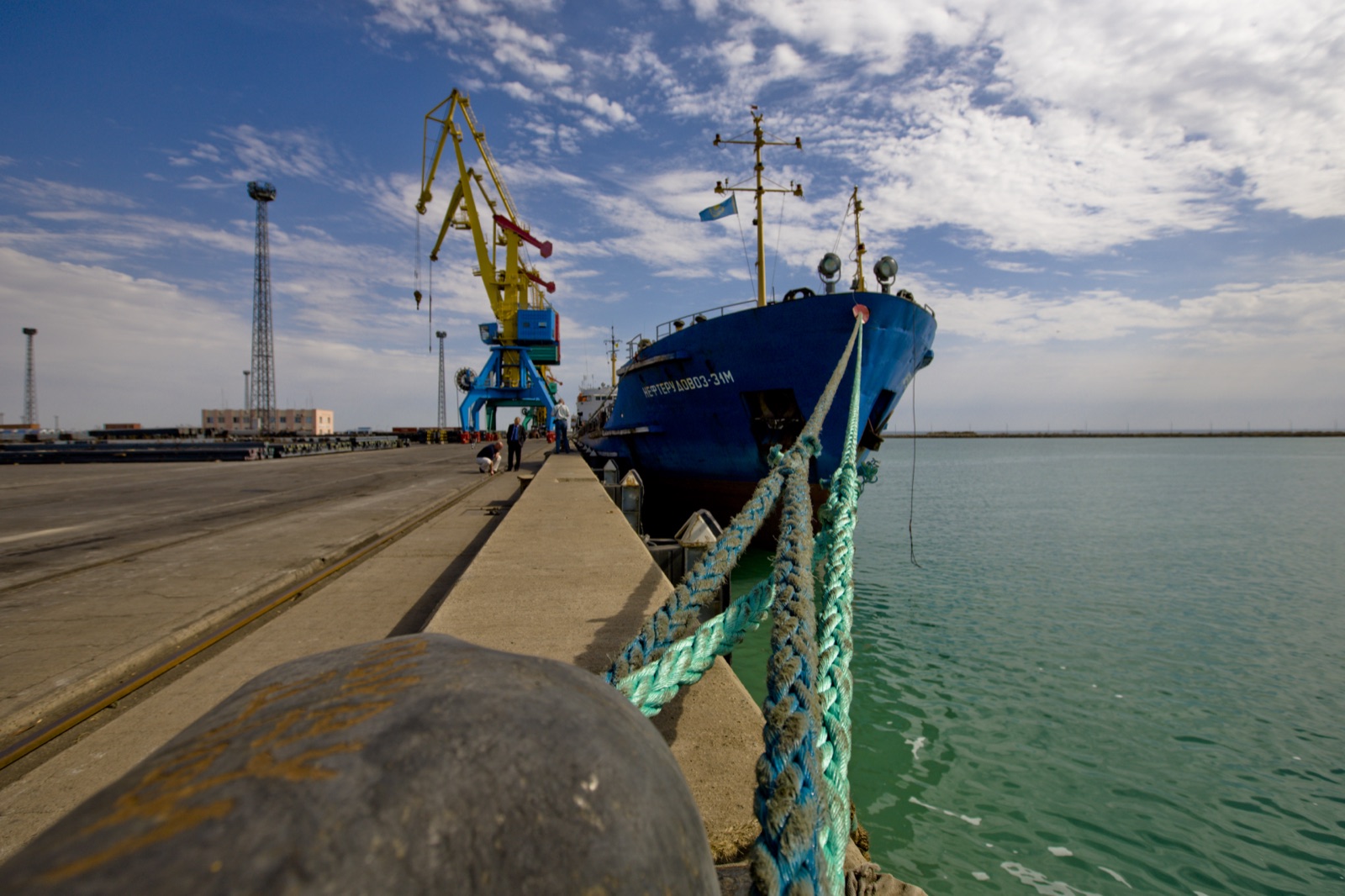 The seaport of Aktau on the Caspian Sea in Kazakhstan.